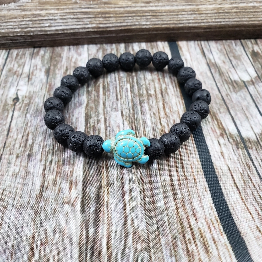 New Stretchy Turtle Essential Oil Lava Bracelet